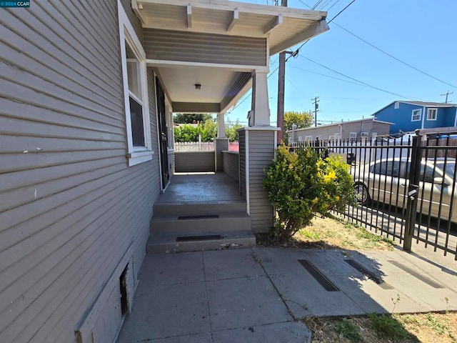 view of patio featuring a porch