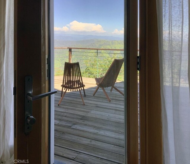 interior space with a mountain view