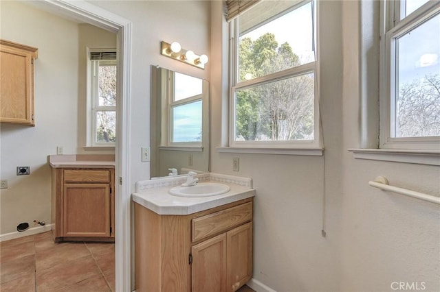bathroom featuring tile patterned flooring and vanity