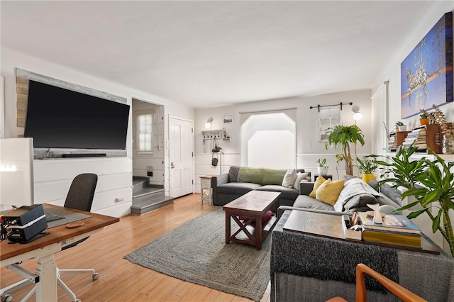 living room with hardwood / wood-style floors