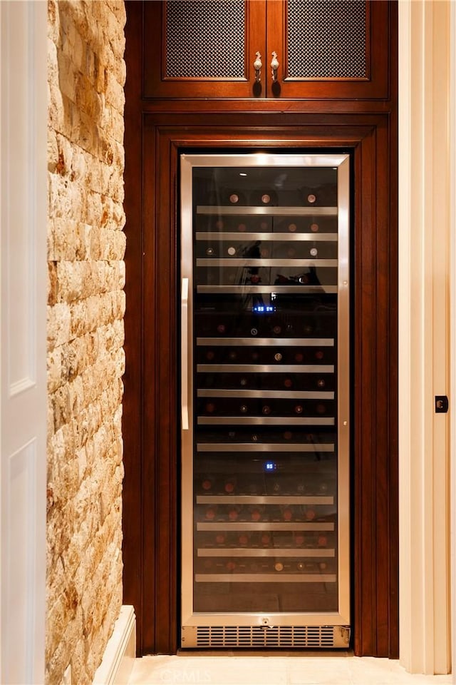 interior details with wine cooler