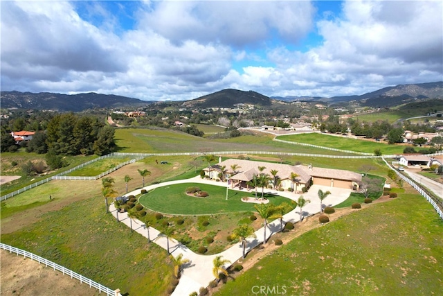 aerial view with a mountain view