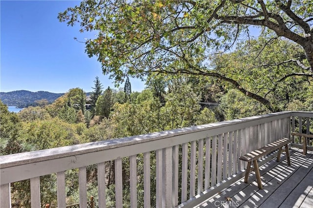 deck featuring a mountain view