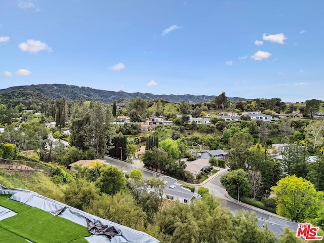 aerial view with a mountain view