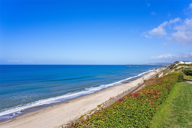 view of water feature featuring a view of the beach