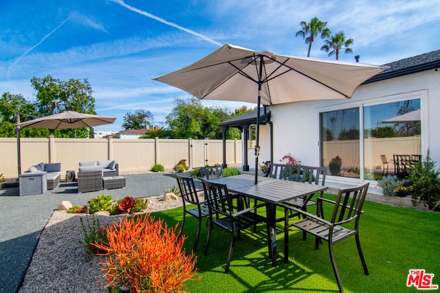 view of patio with an outdoor hangout area