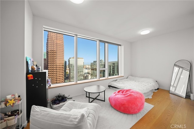 bedroom featuring light wood-type flooring