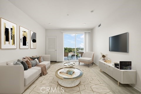 living room featuring light hardwood / wood-style floors