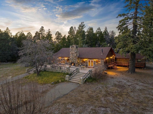 view of front of house featuring a deck