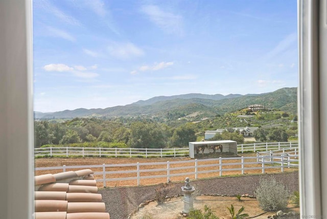 view of mountain feature featuring a rural view