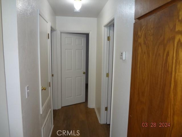 corridor with dark wood-type flooring