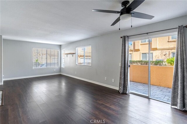 18840 Vista Del Canon Unit A, Newhall, CA 91321 - unfurnished room featuring healthy amount of natural light, ceiling fan, baseboards, and dark wood-style floors