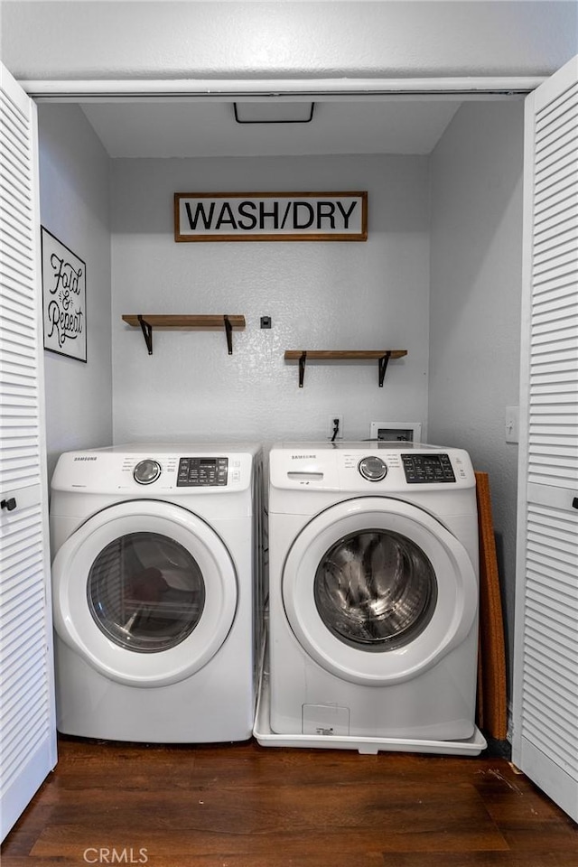 18840 Vista Del Canon Unit A, Newhall, CA 91321 - laundry room featuring washer and dryer and wood finished floors