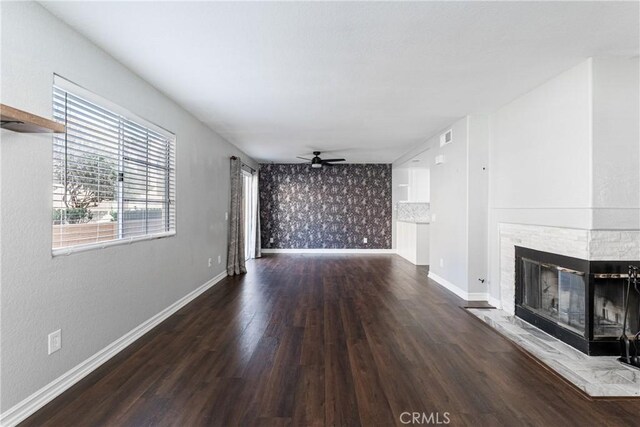 18840 Vista Del Canon Unit A, Newhall, CA 91321 - unfurnished living room with ceiling fan, wood finished floors, and baseboards