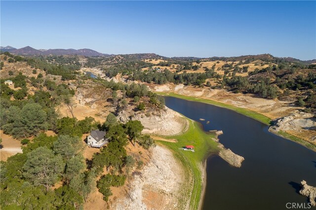 aerial view with a water and mountain view