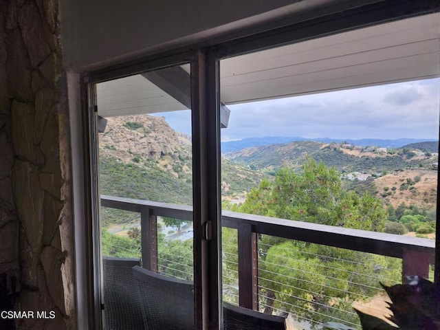 interior space featuring a mountain view