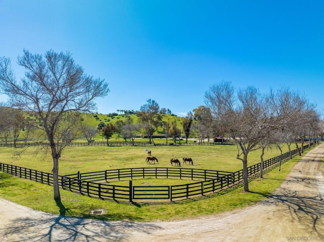 view of home's community featuring a yard and a rural view