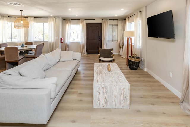 living room featuring light hardwood / wood-style flooring