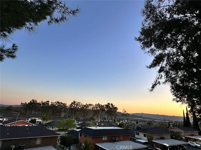 view of aerial view at dusk