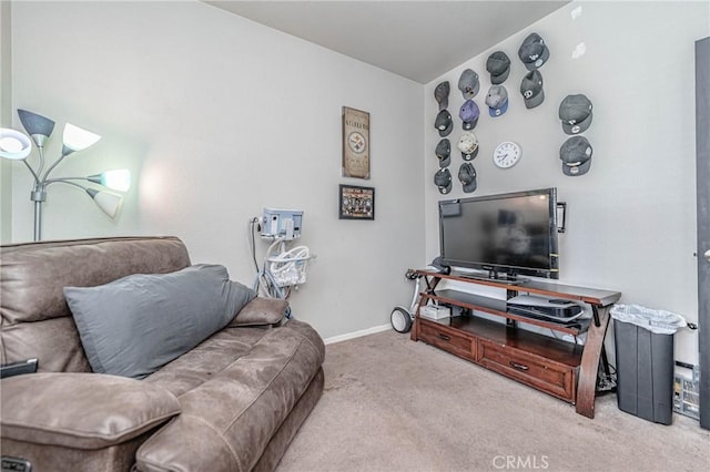 living room featuring carpet