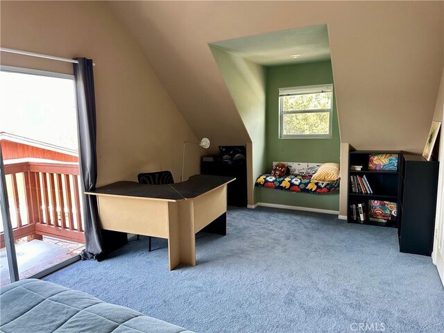 2005 Zermatt Dr, Pine Mountain Club, CA 93222 - office with carpet floors and vaulted ceiling