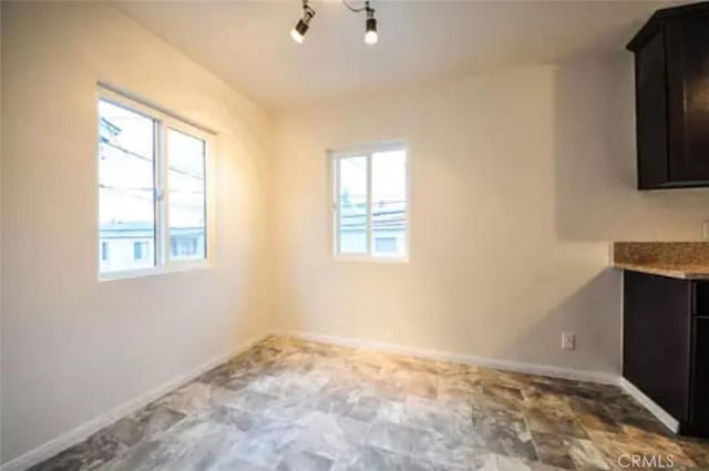 view of unfurnished dining area