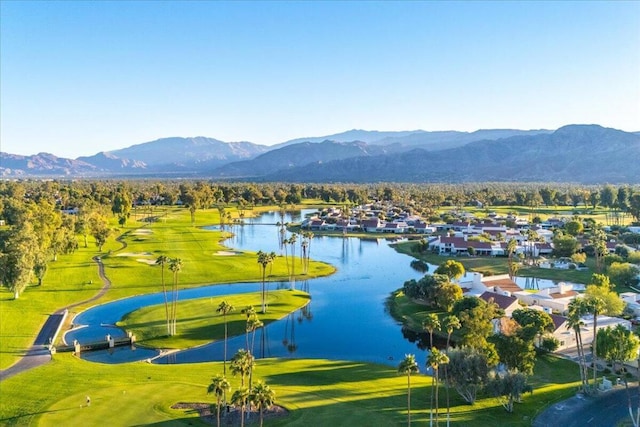 view of property's community with a water and mountain view