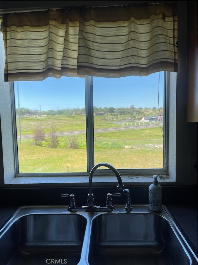 room details featuring a rural view and sink