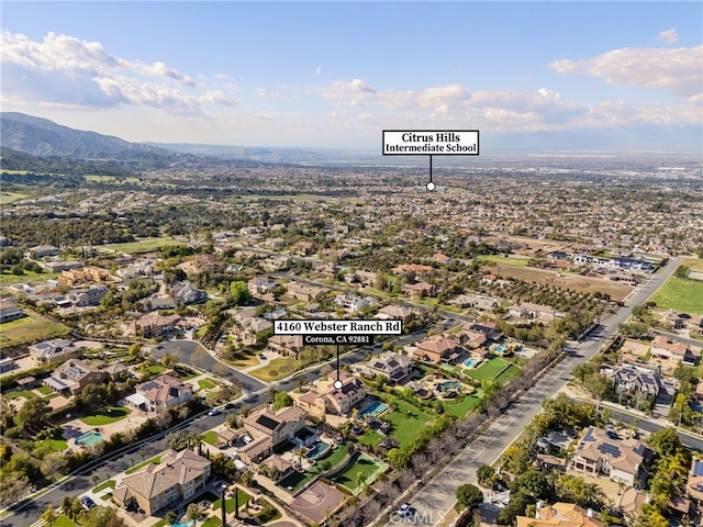 aerial view featuring a mountain view