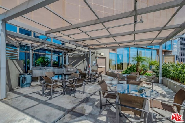 view of patio / terrace featuring an outdoor kitchen