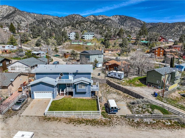 bird's eye view with a mountain view