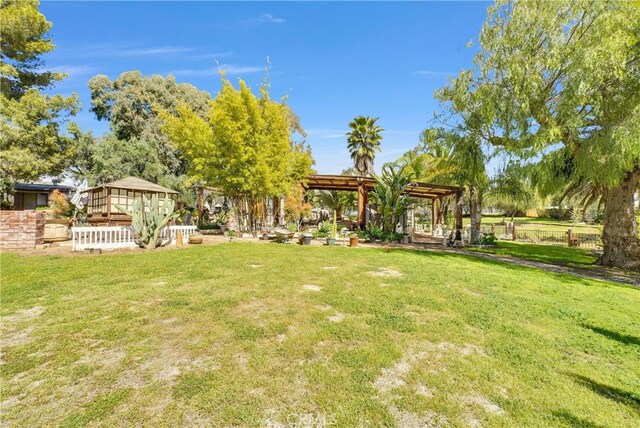 view of yard with a gazebo