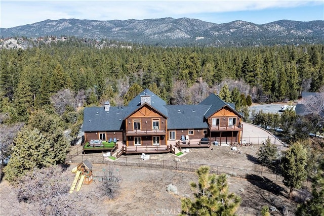 drone / aerial view with a mountain view