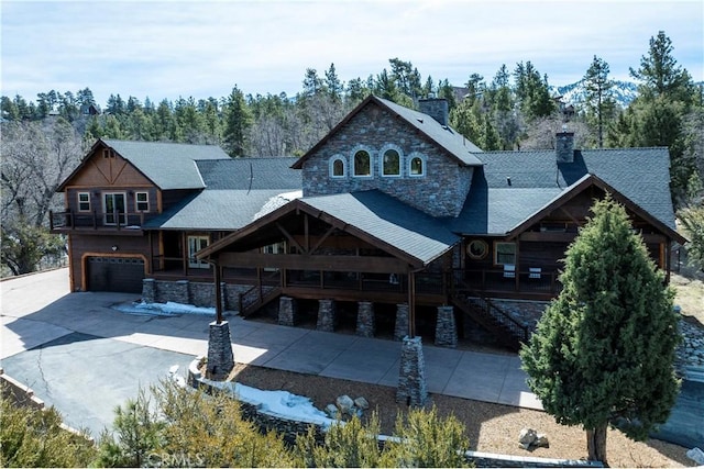 view of front of property with a garage