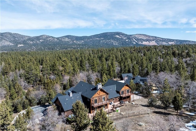 aerial view with a mountain view