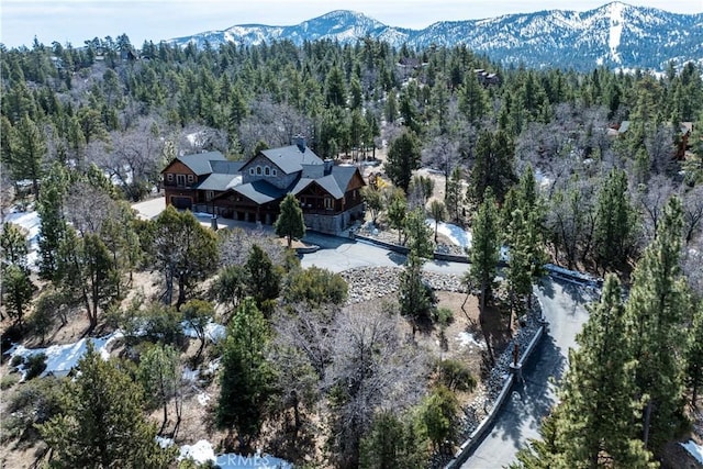 aerial view with a mountain view