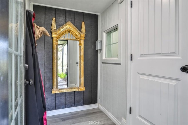 doorway to outside with light hardwood / wood-style floors