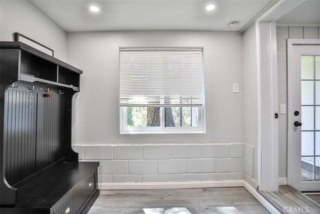 mudroom featuring light hardwood / wood-style flooring