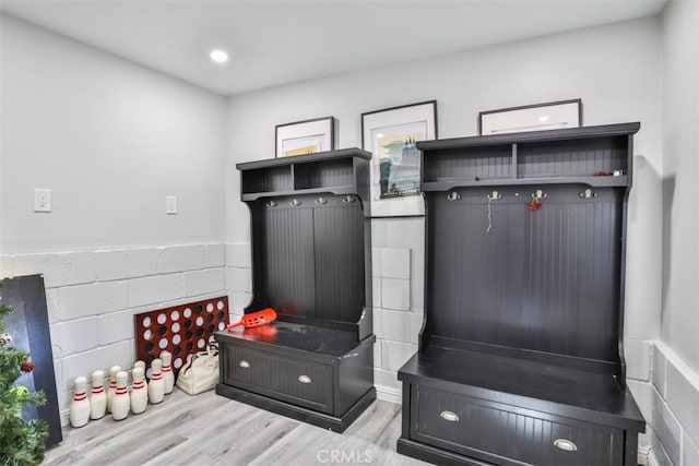 mudroom featuring light wood-type flooring