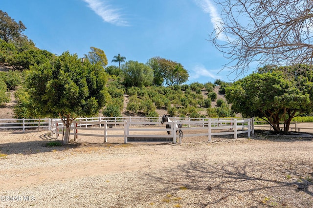 view of yard featuring a rural view