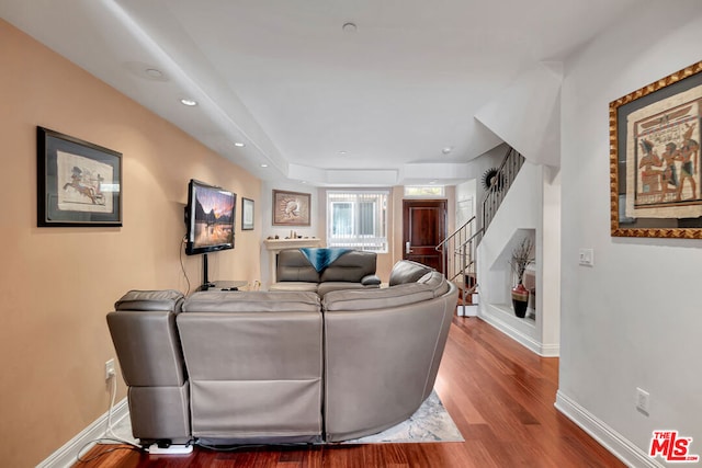 living room featuring hardwood / wood-style flooring