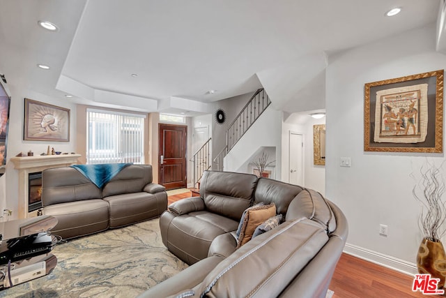 living room featuring hardwood / wood-style flooring