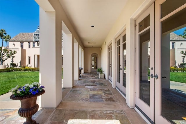 view of patio / terrace featuring french doors