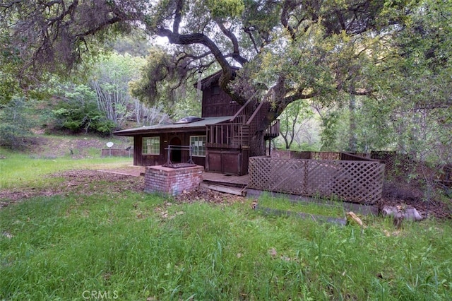 view of yard with a deck