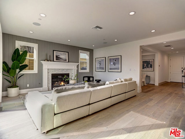 living room featuring light hardwood / wood-style flooring