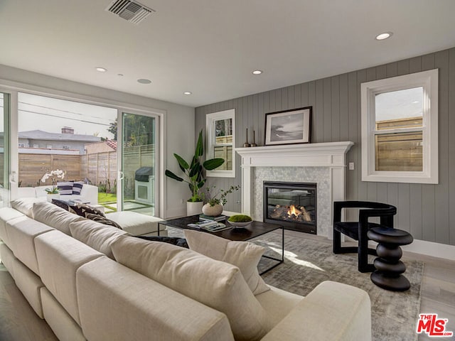 living room with hardwood / wood-style floors