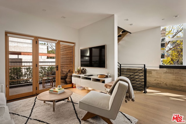 living room with light wood-type flooring