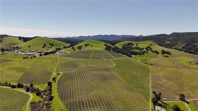 drone / aerial view with a rural view and a mountain view