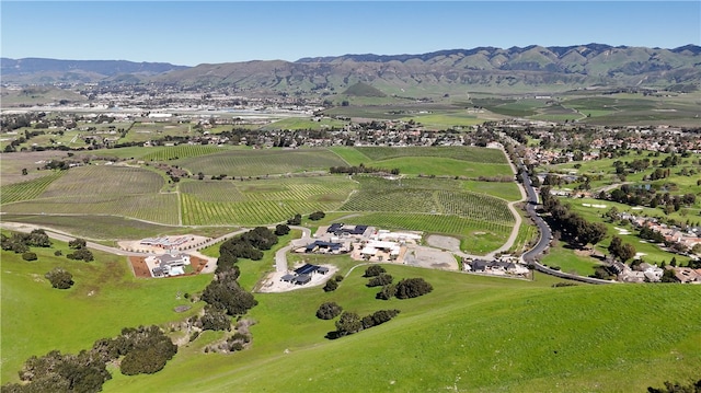 birds eye view of property with a rural view and a mountain view