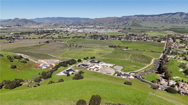 birds eye view of property with a rural view and a mountain view